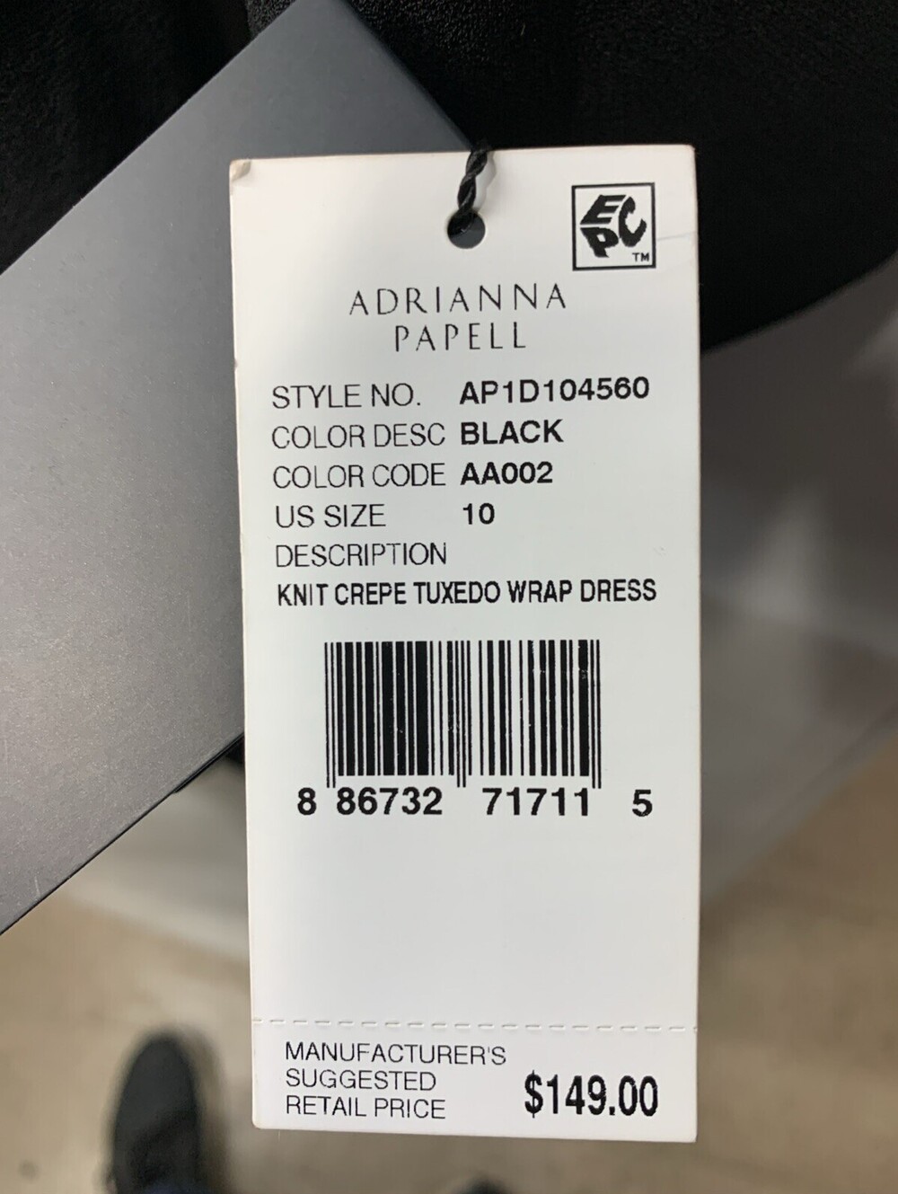 Adrianna Papell Womens Knit Crepe Tuxedo Wrap Dress Tie Belt Size 10 Long Sleeve - Picture 3 of 8